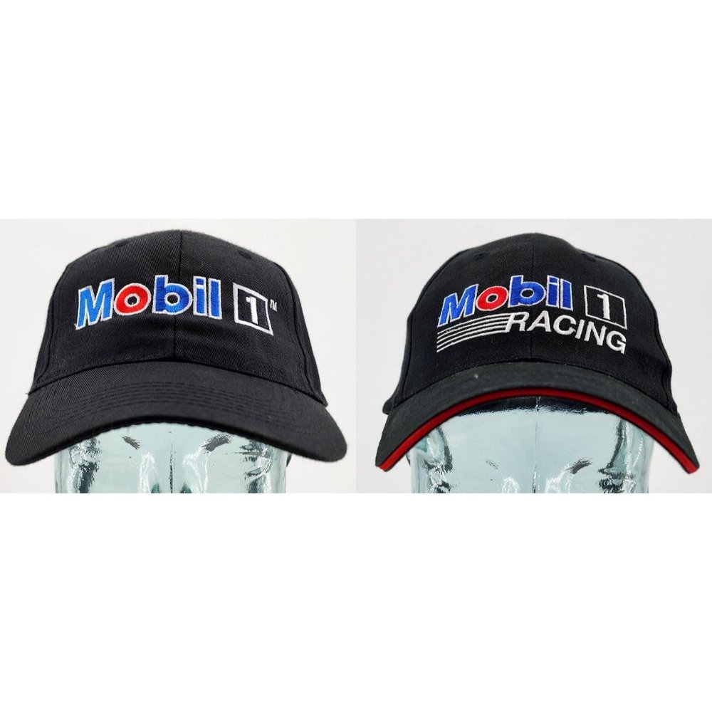 Lot of 2x Mobil 1‎ Racing Red Pegasus Logo Black Snapback Hat Cap OSFM